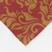 Rot-goldenes Blumenmuster Fleecedecke (Ecke)