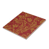 Rot-goldenes Blumenmuster Fliese (Seite)
