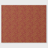 Rot-goldenes Blumenmuster Geschenkpapier (Flach)