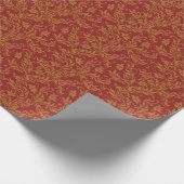 Rot-goldenes Blumenmuster Geschenkpapier (Ecke)
