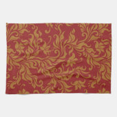 Rot-goldenes Blumenmuster Handtuch (Horizontal)