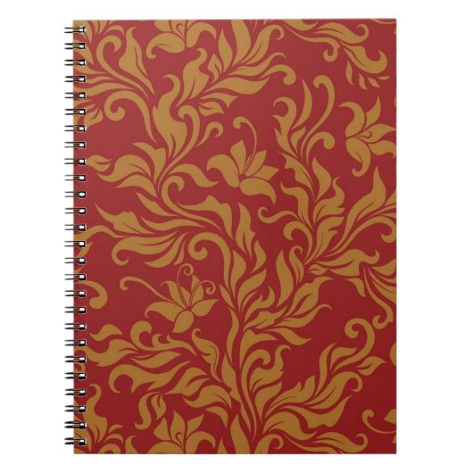 Rot-goldenes Blumenmuster Notizblock (Vorderseite)