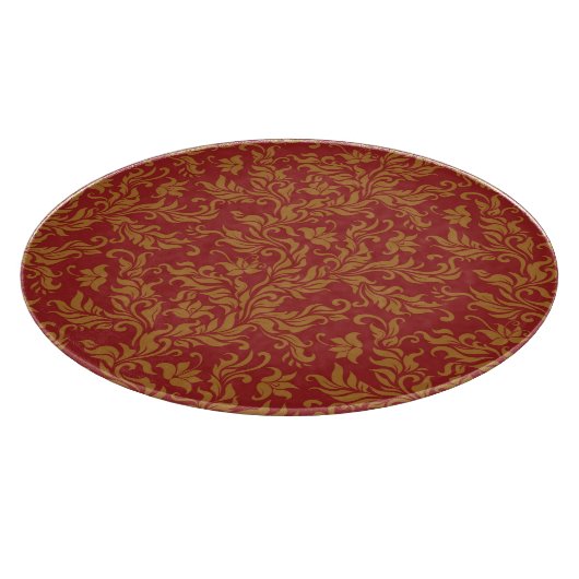 Rot-goldenes Blumenmuster Schneidebrett (Ecke)