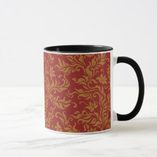 Rot-goldenes Blumenmuster Tasse