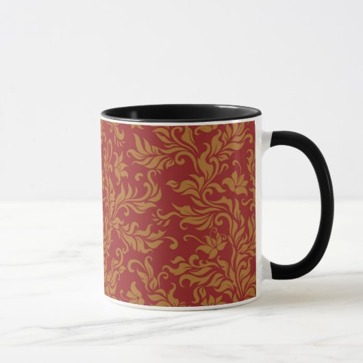 Rot-goldenes Blumenmuster Tasse (Rechts)