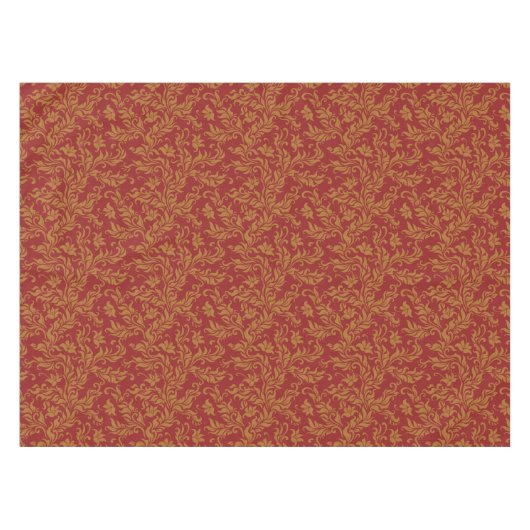 Rot-goldenes Blumenmuster Tischdecke (Vorderseite (Horizontal))