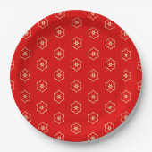 Rot-goldenes Ornamentdesign Pappteller (Vorderseite)