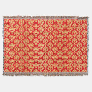 Rot-goldenes Vintage-Damaskus-Muster Decke