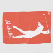 Rot "golfer Michelle" Golfhandtuch (Horizontal)