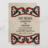 Rot-Gotische Wirbel Save the Date einladen Einladung (Vorne/Hinten)