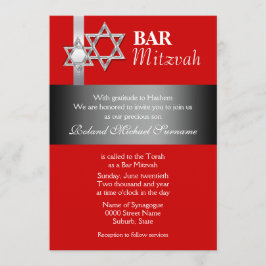Rot-Grau-Bar mitzvah-Feierlichkeiten Einladung