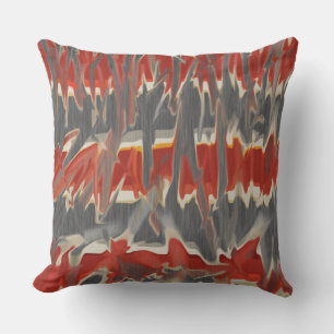 Rot Grau Creme Abstrakter Tie Dye Look Kissen