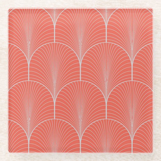 Rot-grau Deko, Vintage Tapete. Glasuntersetzer (Vorderseite)