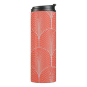 Rot-grau Deko, Vintage Tapete. Thermosbecher (Nach links gedreht)