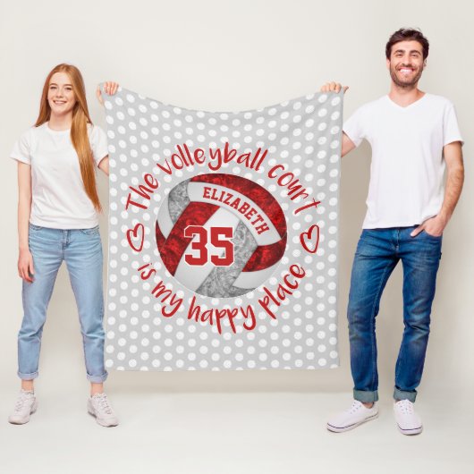 Rot grau Der Volleyballplatz ist mein glücklicher Fleecedecke (Beispiel)