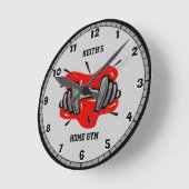 Rot-Grau-Fitness Runde Wanduhr (Winkel)