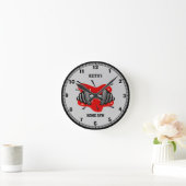 Rot-Grau-Fitness Runde Wanduhr (Zuhause)