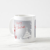 Rot, Grau Frohe Weihnachten Schneeflocken Keramik Kaffeetasse (Vorderseite Links)