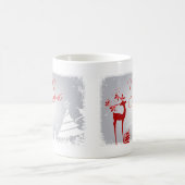 Rot, Grau Frohe Weihnachten Schneeflocken Keramik Kaffeetasse (Mittel)