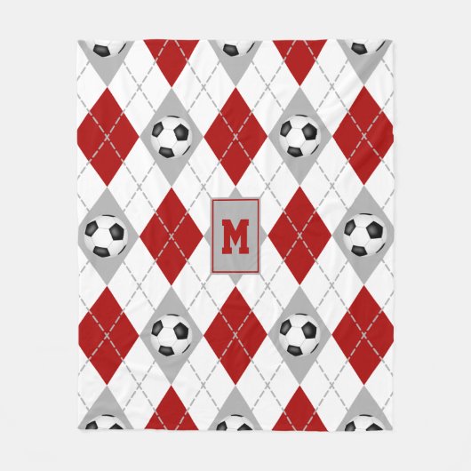 Rot-Grau-Fußballmannschaft Farben Raute-Fleece Dec Fleecedecke (Vorderseite)