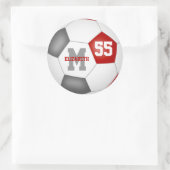 Rot-Grau-Mannschaftsfarben Fußball personalisiert Runder Aufkleber (Tasche)