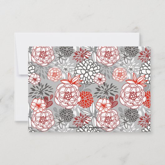 Rot, Grau, Marine Blume 3 Fotos-3x5Weihnachtskarte Einladung (Rückseite)