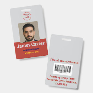 Rot-Grau | Mitarbeiter-Foto-ID Unternehmenssicherh Ausweis