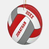Rot-Grau-Sportteam färbt Jungen Volleyball Keramik Ornament (Links)