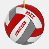 Rot-Grau-Sportteam färbt Jungen Volleyball Keramik Ornament (Hinten)