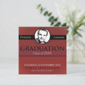 Rot & Grau Stilvoller Abschluss mit Foto Einladung (Stehend Vorderseite)