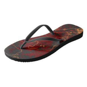 Rot, grau und orange Abstrakt Badesandalen