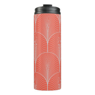 Rot-graue Art Deco, vintage Tapete. Thermosbecher