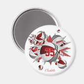 Rot graue Basketballstars kaufen 1 oder kaufen für Magnet (Vorderseite/Rückseite)