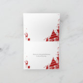 Rot, graue fröhliche Weihnachtsbäume u. Feiertagskarte (Innenseite)