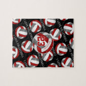 Rot graue Mädchen I Liebe Volleyball personalisier Puzzle (Horizontal)