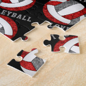 Rot graue Mädchen I Liebe Volleyball personalisier Puzzle (Seite)
