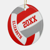 Rot graue Mädchen Jungs Mannschaft Farben Volleyba Keramik Ornament (Links)