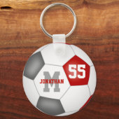 Rot-Graue Mannschaft Farben Jungen Mädchen Fußball Schlüsselanhänger (Vorderseite)