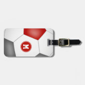 Rot graue Mannschaft Farben Jungs Fußball-Tasche Gepäckanhänger (Vorderseite horizontal)