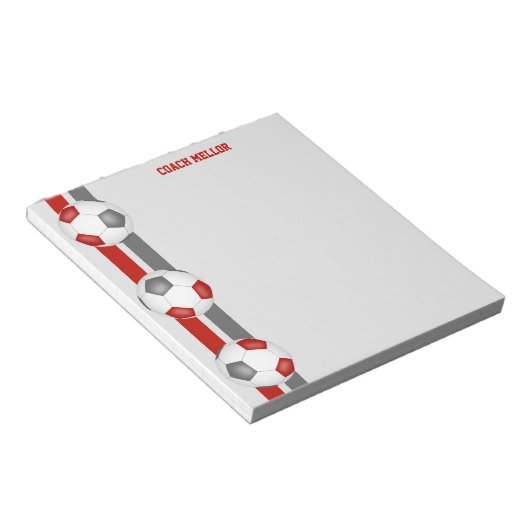 Rot graue Mannschaftsfarben Fußball-Coach kundensp Notizblock (angewinkelt)