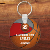 Rot graue Schulfarben Basketballmannschaft von Jun Schlüsselanhänger (Vorderseite)