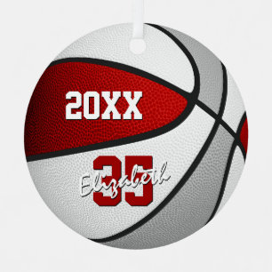 Rot graue Sportmannschaften Farben Geschenke Baske Ornament Aus Metall