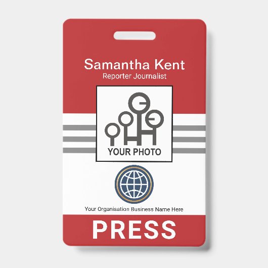 Rot-graue Streifen-Spalte Ausweis (Vorderseite)