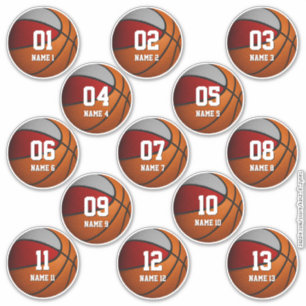 Rot graues Set von 13 Basketballspielgeschenken Aufkleber