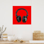 Rot Graustufen Headphone Pop Art Poster Print (Küche)