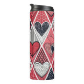 ROT GRAY SCHWARZ-WEISS PATCHWORK VALENTINE HEARS THERMOSBECHER (Nach rechts gedreht)