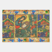 ROT GREEN BLUE FLORAL NATIVITY CHRISTMAS PARCHMENT GESCHENKPAPIER SET (Vorderseite 3)