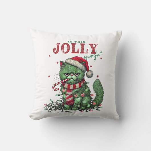 (Rot) Grumpy Holiday Cat Kissen (Vorderseite)