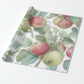 Rot Grün Apfel Frucht Muster Wasserfarbe Rustikal Geschenkpapier (Ungerollt)