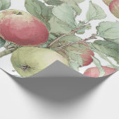 Rot Grün Apfel Frucht Muster Wasserfarbe Rustikal Geschenkpapier (Ecke)